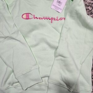 Champion Mint Green Pullover with Pink Embroidered Logo